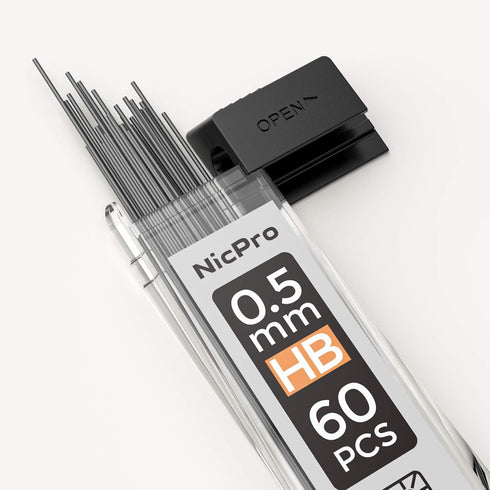 Nicpro 1200 PCS 0.5mm HB #2 Break Resistant Mechanical Pencil Lead Refills, 60 Pack Per Tube