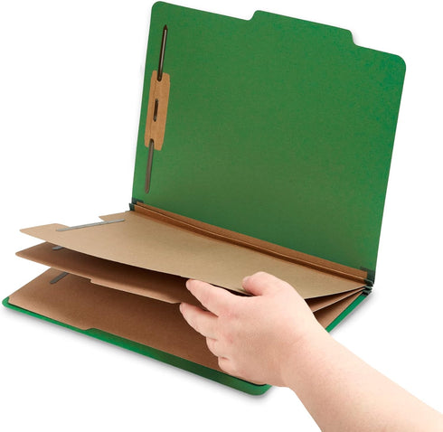 Blue Summit Supplies Green Classification Folders, 10 Pack, Letter Size with 2 Inch Tyvek Expansions