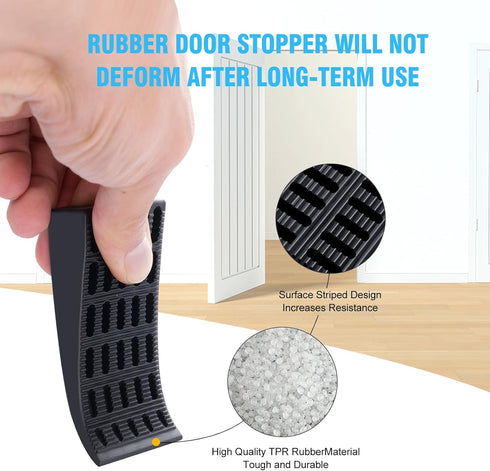 Door Stopper,4 Pack Flexible Rubber Door Stops Wedge Holder,DIY Furniture Levelers for Doors, Tables of Home Improvement?Office?School?Factory etc(Black) … B0C9GPBS9J (Door Stops)