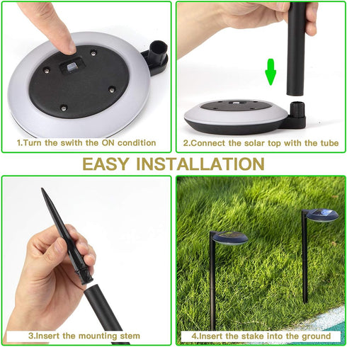 6 (Black-4 Pack) kinna Outdoor Solar Path Lights Waterproof Landscape Pathway Light with White LEDs Garden Lighting