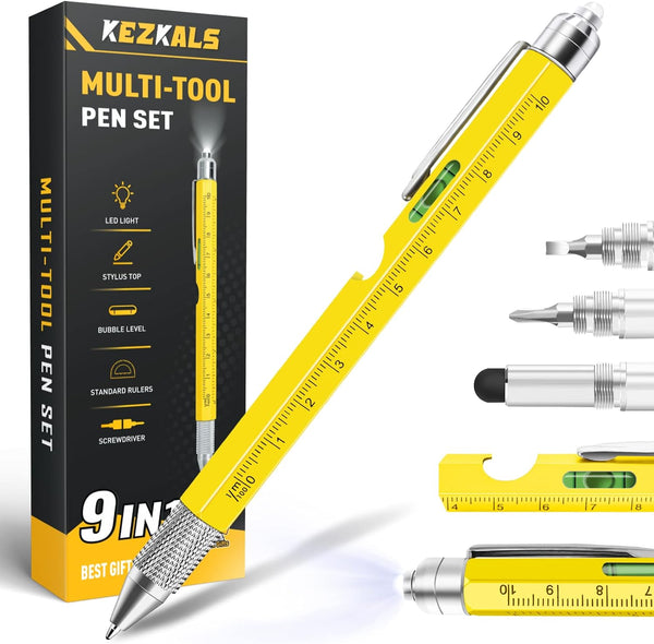 KEZKALS 9 in 1 Multitool Pen Gifts for Men, Birthday Gifts for Dad Him Husband, Cool Gadgets Tools, Anniversary