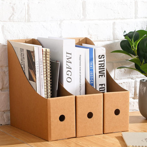 Thenshop 24 Pcs Cardboard Magazine File Holders, Magazine Paper Organizer Storage Folder for Desk, Brown