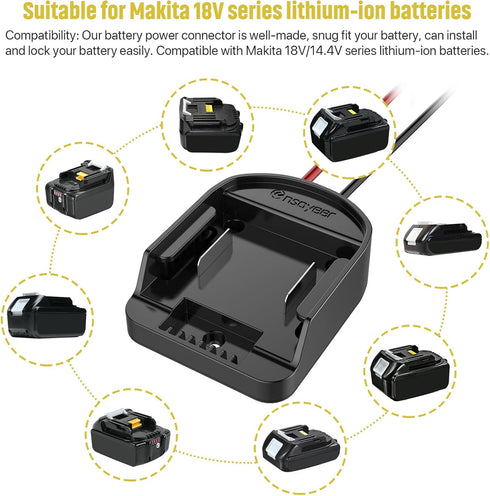 Ensayeer 18V 12 Lights,2 Pack Power Wheel Adapter with Fuse & Switch, Secure Battery Adapter for Lithium Battery