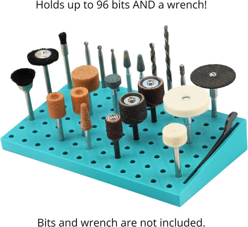 Gadget Ray 96 1/8 3/32 Rotary Tool Bit Holder Organizer, Hole Burr Storage Block for in and in Shank Bits, Compatible