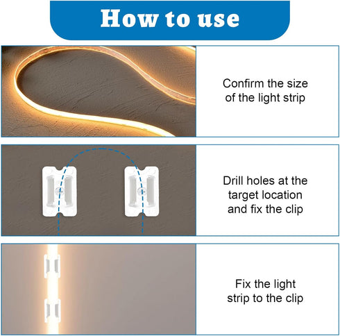 Nogeqi 30PCS 5mm 6mm LED Strip Light Clips with Screws, Waterproof LED Strip Mounting Clips Holder Mounting Bracket