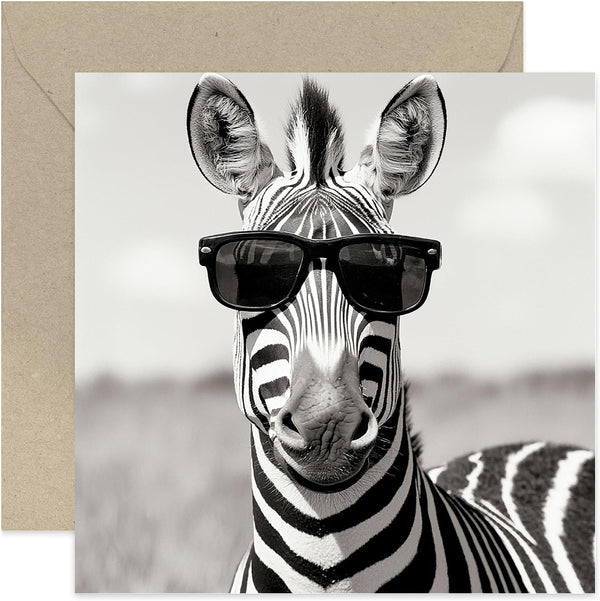 Cool Birthday Cards for Him - Funny Zebra Sunglasses Photo Greeting Card