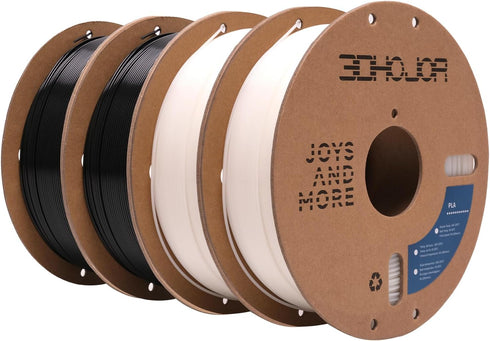 PLA Filament 1.75mm, 3D Printing High Speed, 1kg*4 Bundle Cardboard Spool, Black+White 4Pack