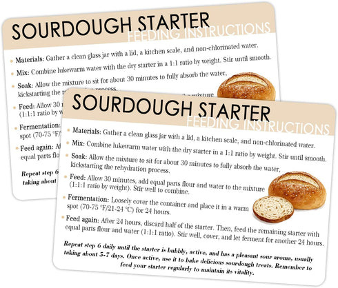 Besttile 30 Pcs Sourdough Starter Feeding Care Instruction Cards 4 * 6 inches