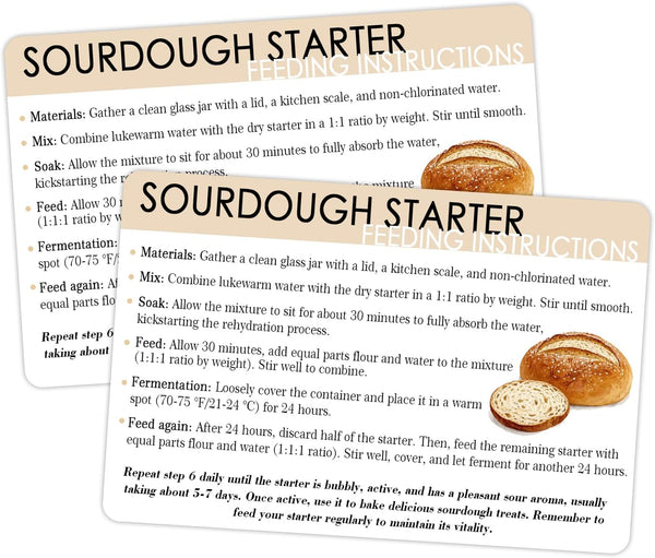 Besttile 30 Pcs Sourdough Starter Feeding Care Instruction Cards 4 * 6 inches