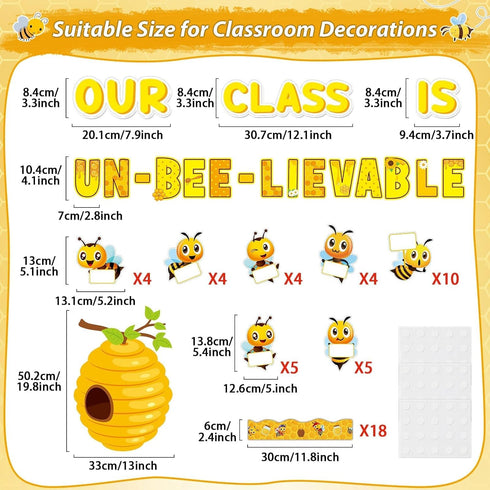 gisgfim Bee Bulletin Board Decorations Set Summer Spring Bee Sunflowers Borders Cutouts for School Classroom Teacher Students Door Welcome Bulletin Board Craft Wall Decor(Our Class is UN-BEE-LIEVABLE) by gisgfim