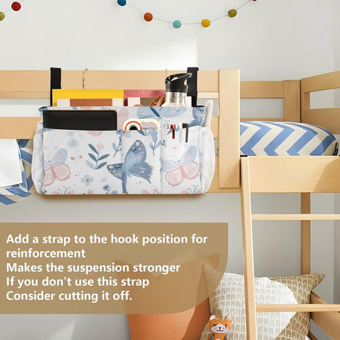 SyXIOP Pastel Blue Butterfly Bedside pouching Organizer Table Cabinet Storage Organizer for TV Remote Control, Phones