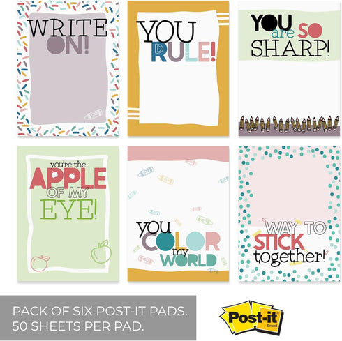 Modern Teacher Sticky Note Pads / 3" x 4" Education Sticky Notes/Set of 6 Pads/Empowering Quotes Teacher Gift/Made in USA