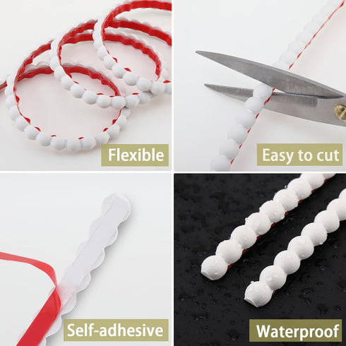 118" 0.59" Trimold x Peel and Stick Unfinished Beaded Trim - Easy to Paint, Flexible DIY Craft Molding for Mirror