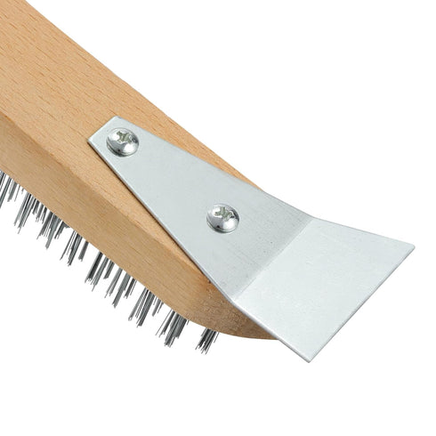 MAXMAN 12 Inch Stainless Steel Wire Scratch Brush, Heavy Duty Wire Brushes with Wooden Handle, 2 Pieces for Cleaning