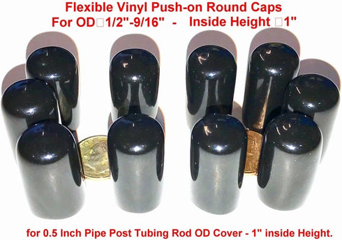 SBDs (Pack of 10): 1/2"-9/16" Round Black Vinyl Flexible End Cap Bolt Screw Rubber Thread Protector for 0.5 Inch Pipe