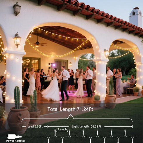 71Ft 200 8 Warm White Christmas Lights, LED Warm White Christmas Lights, UL Certified Plug in Twinkle Lights Outdoor