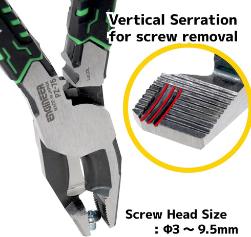 8.5" 0.1-0.37 inch (3-9.5 mm) ENGINEER Shearing Linesman Pliers Cable/Wire Cutter Blades for Electrician Work, Screw
