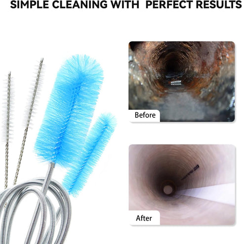 Flexible Drain Brush, 66 Inch Long Double Ended Hose Pipe Cleaning Brush with 58 Inch Tube Brush
