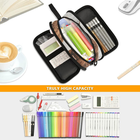 Large Capacity Scottish Highland Cow Pencil Case, Zipper Pen Bag for Student Stationery, Office Supplies Gift for Teens