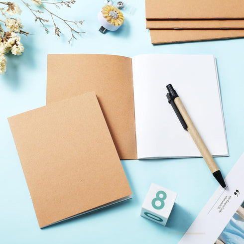 Epakh 100 Pack Mini Kraft Paper Notebook, Unlined Pocket Kraft Notebook, 48 Pages, 4.25 x 5.5 Inch Travel Journal