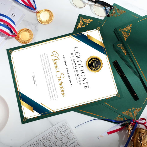 Fainne 100 Pcs Certificate Holder Foil Border 8.5 x 11 Inch Single Sided Award Certificates Cover for Letter Size