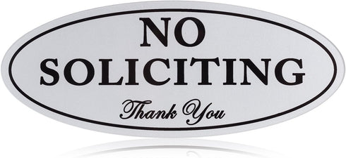 Kichwit No Soliciting Sign for Front Door, Magnetic, Silver, 2.8” x 7”, Keeps Unwanted Visitors Away, Residue Free