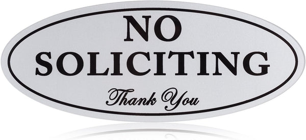 Kichwit No Soliciting Sign for Front Door, Magnetic, Silver, 2.8” x 7”, Keeps Unwanted Visitors Away, Residue Free