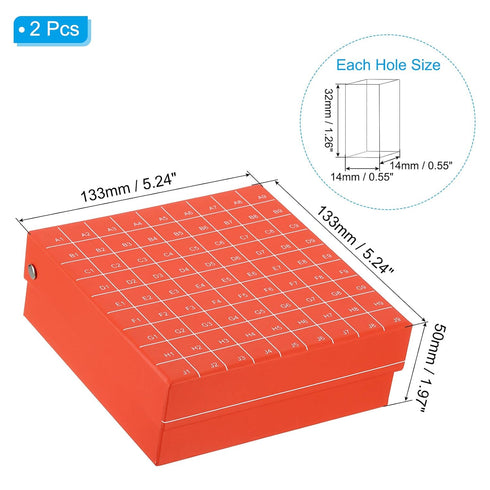 PATIKIL Cardboard Freezer Box, 2Pcs 81 Places Tube Rack Water Ice Resistant for 1.5/1.8/2.0ml Micro Centrifuge Tubes Tubes, Red