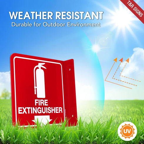 T&R Fire Extinguisher Sign, 2 Pack, 6 x 6 Inches Acrylic with Down Arrow, Includes Matching Screws