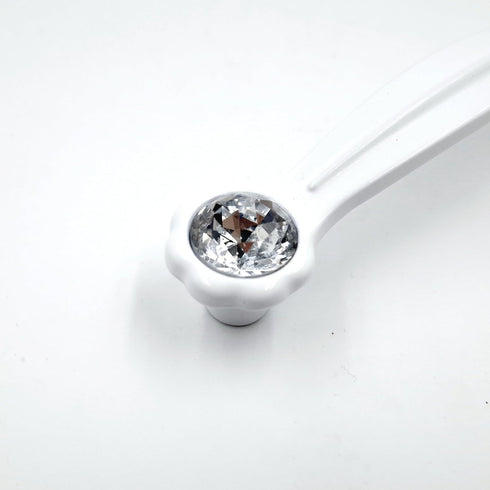 JETLAND 2-Pack, 5" PW6738WW127 Cabinet Drawer Crystal Pulls, White with Clear Glass, Hole Centers, Shining Daisy