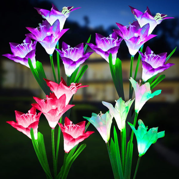KOOPER Outdoor Solar Lights, 4 Pack Solar Garden Light with Bigger Lily