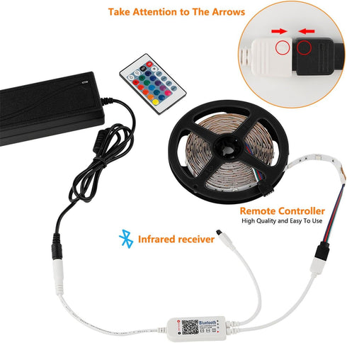40 ALED LIGHT Bluetooth String Light Controller with Keys IR Remote Control for RGB LED Strip Lights, Compatible