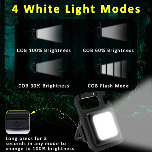 2Pack, MAKDAK COB Rechargeable Keychain Flashlight High Lumen Super Bright LED Work Light with Magnet,Clip,Bottle