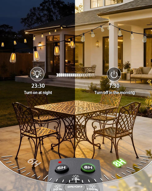 Dimmable 50FT 18+1 ST38 Bulbs Outdoor String Lights Waterproof with Remote, Shatterproof Edison LED Hanging Outside