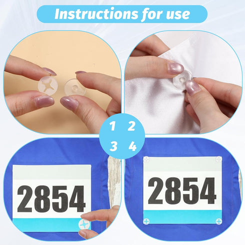 cobee 24 Race Number Buckle Fixing System, PCS Clear Running Bib Clips, Triathlon Race Bib Holder Reusable Field Events