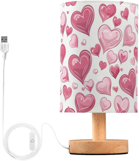 ALAZA Bedside Table Lamp for Bedroom Pink Love Hearts Nightstand LED Light