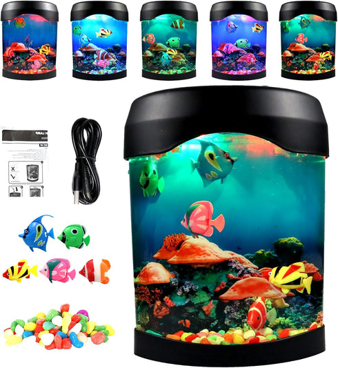 6 5 Toycol Fake Fish Lamp, Nightly Lifelike Desk Electric Mood Light, LED Light Tank with Color Changing and Fake Fish