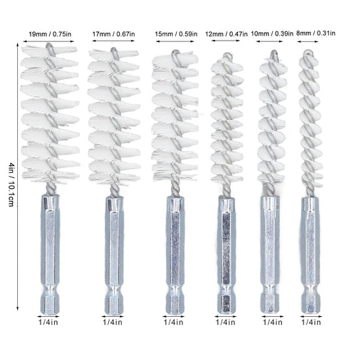 6PCS 1/4in Hole Cleaning Brushes Bore Brush for Drill Twisted Wire Cleaning Brush Power Drill Cleaning Wire Brush