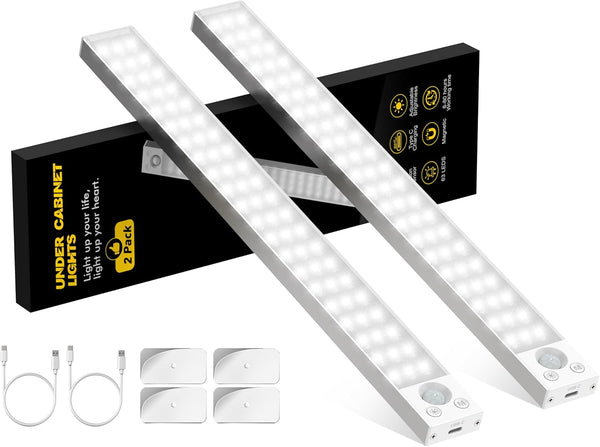 Under Cabinet Lights 14.5 Inch,Under Cabinet Lighting 63LEDS 2500mAh,Motion Sensor Light Indoor