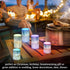 BOESI 3'' 4''/5'' Set 2 Abstract Oil Painting in Blue Flameless Candles Color Changing LED Candles with Remote Control