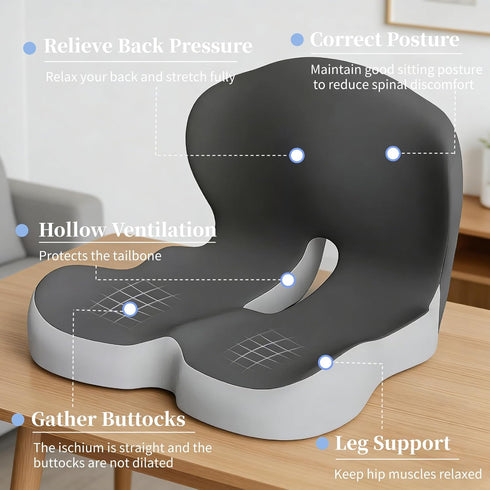 JNHEST Tailbone Orthopedic Cushion, L-Shaped Ergonomic Design Seat Cushion, Non Slip Memory Foam Car Cushion with Back