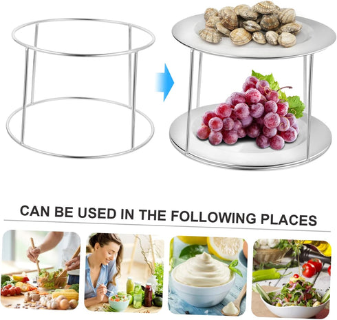 VOSAREA Stainless Steel Double Layer Seafood Display Rack Serving Tray Holder Practical Buffet Stand for Restaurants
