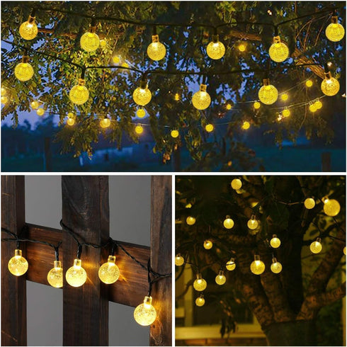36ft 60 8 Toodour Solar String Lights Outdoor Waterproof, LED Globe String Light with Mode, Crystall Ball Lights Solar