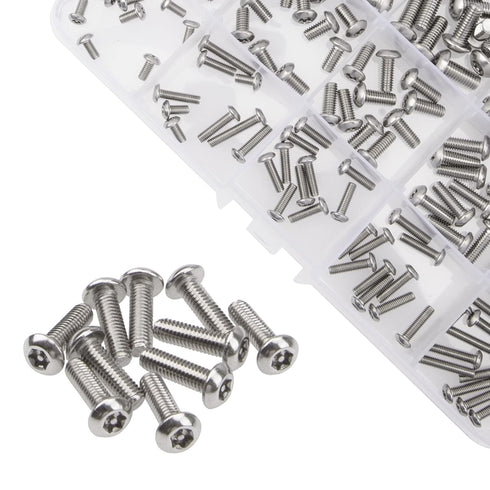 Rrina 150Pcs 304 Set, M3 M4 M5 3 Wrench(T10 T20 T25) Stainless Steel Button Head Torx Security Screws Tamper Resistant