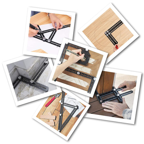 WiseWater 12 Sided Multi Angle Measuring Ruler, Universal Aluminum Alloy Template Tool