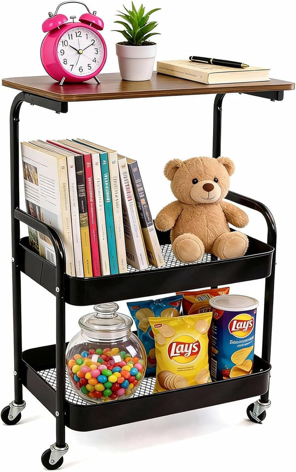 Gmrithaf 3 Tier Rolling Cart, Utility Carts with Wheels, Heavy Duty Metal Storage