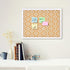 Decorative Cork Board for Walls, White Floral Print Bulletin Board with White Framed Pin Board