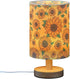 ALAZA Bedside Table Lamp for Bedroom Sunflower Nightstand LED Light Lamps with USB Port Linen Fabric Shade Table Desk