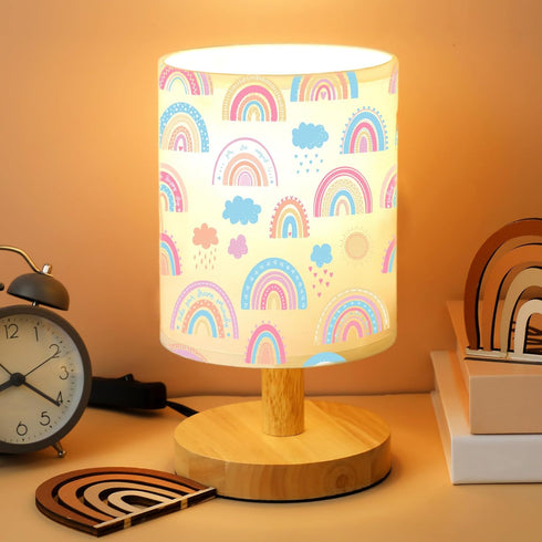 VIHOSE Rainbow Kids Table Lamp for Bedroom Kids Bedside Lamp with Linen