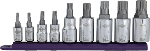 Mayhew Tools 16024 Triple Square Socket Bit Set, Chrome Plated, 9-Piece